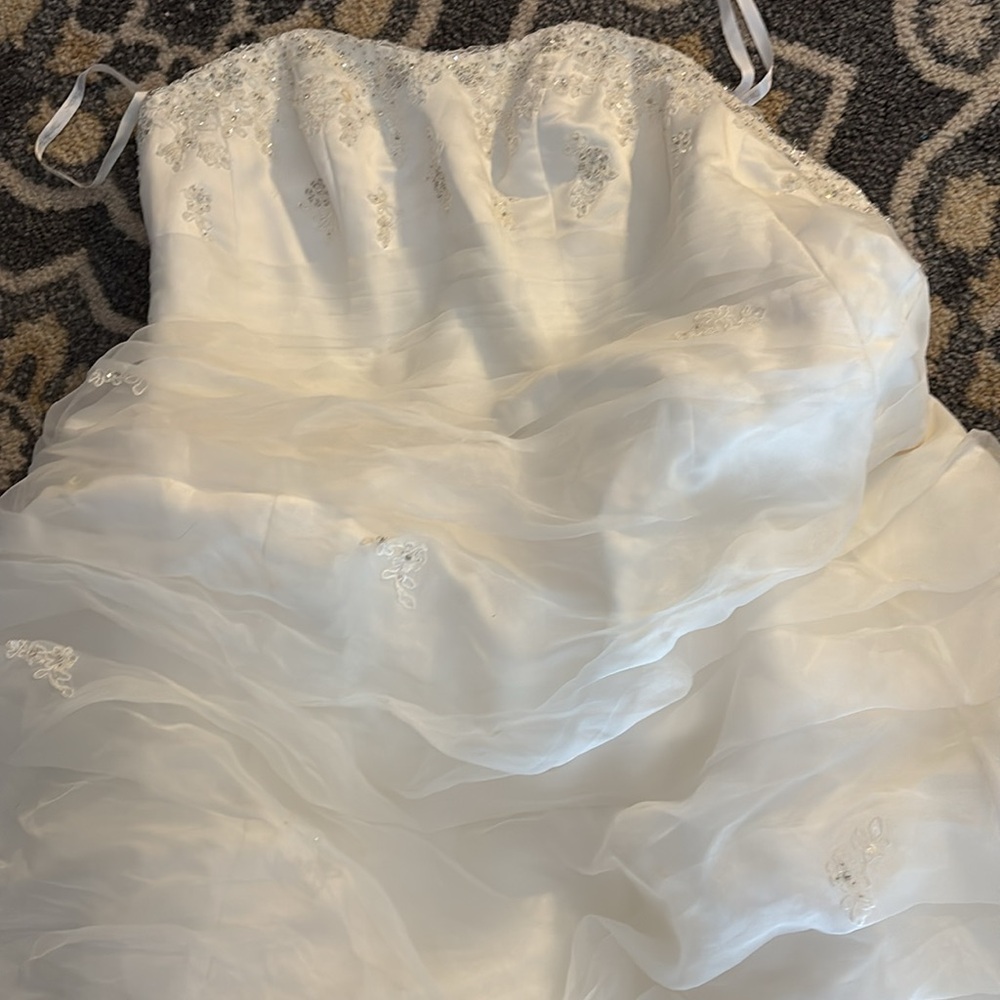 David's Bridal Strapless White Gown - Picture 5 of 7